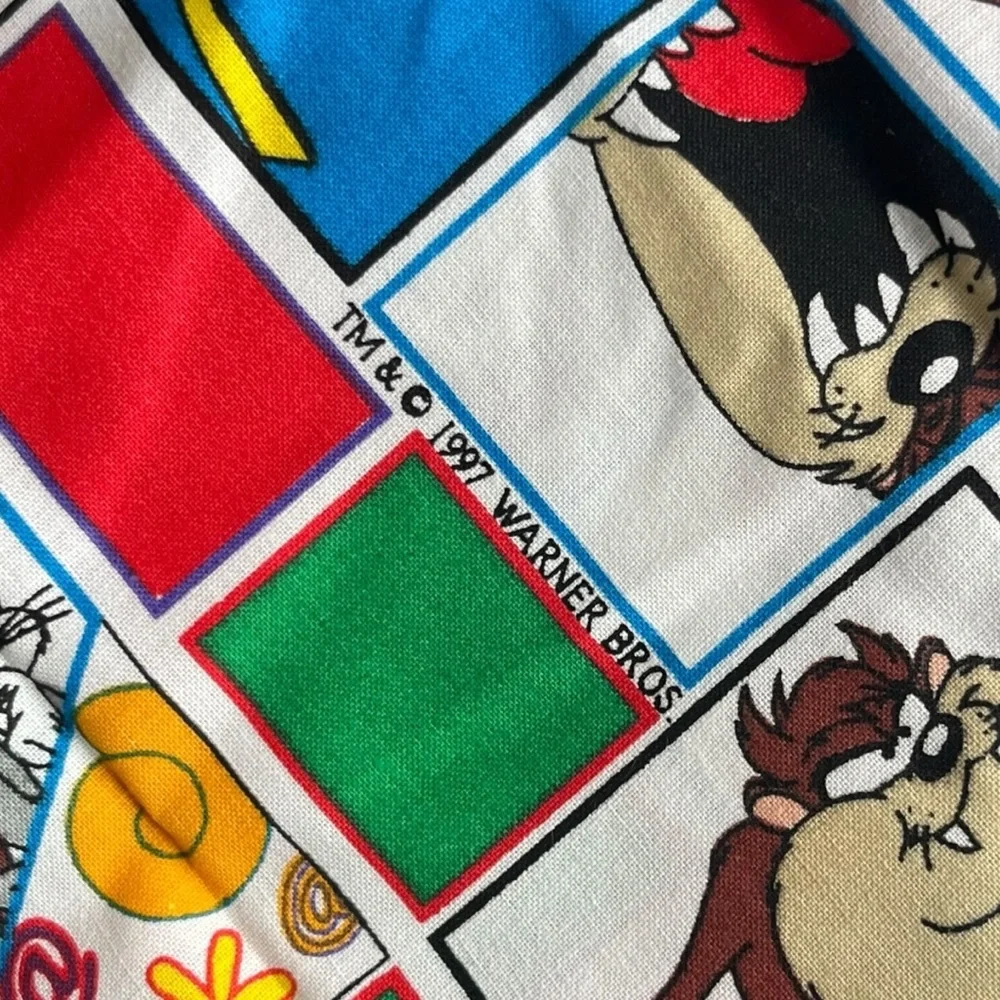 Vintage Lot of 90s Looney Tunes Fabric Sports Taz Daffy Bugs Colorful Crafts